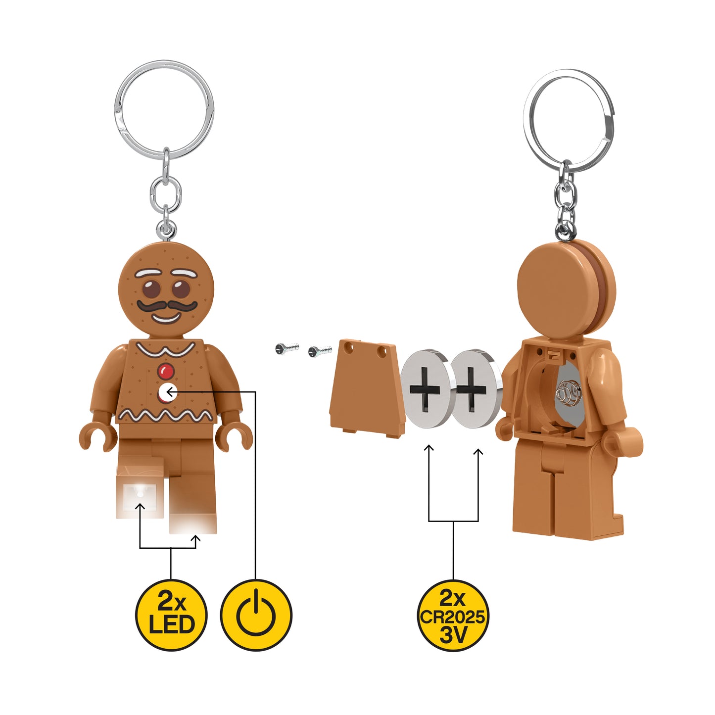 IQ LEGO® Iconic Gingerbread Man LED luminous Key Chain (KE182H)