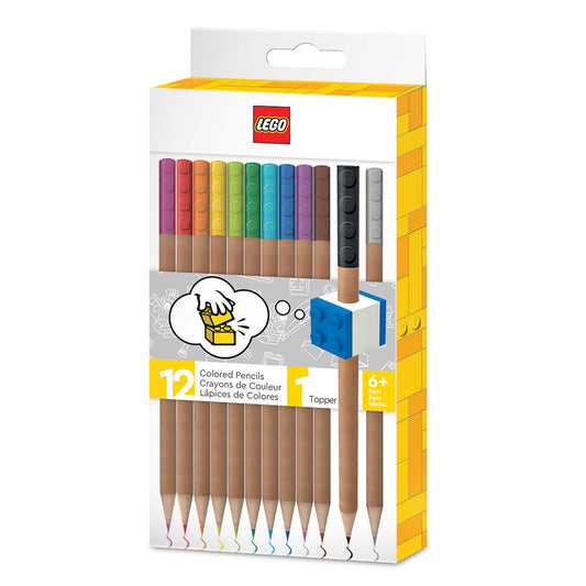 IQ レゴ 2.0シリーズ 文房具 色鉛筆 12色セット 鉛筆トッパー付き (52064)