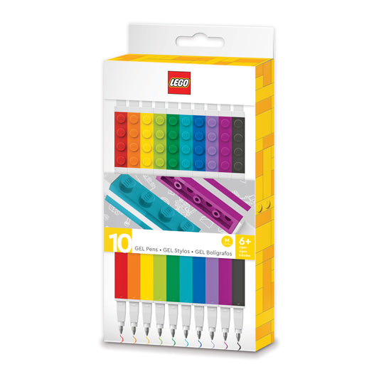 IQ LEGO® 2.0 Stationery 10 Pack Colored Gel Pens with 1x4 Building Bricks (53100)