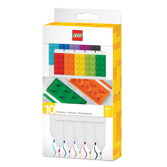 IQ LEGO® 2.0 Stationery 10 Pack Colored Marker with 2x4 Building Bricks (53101)