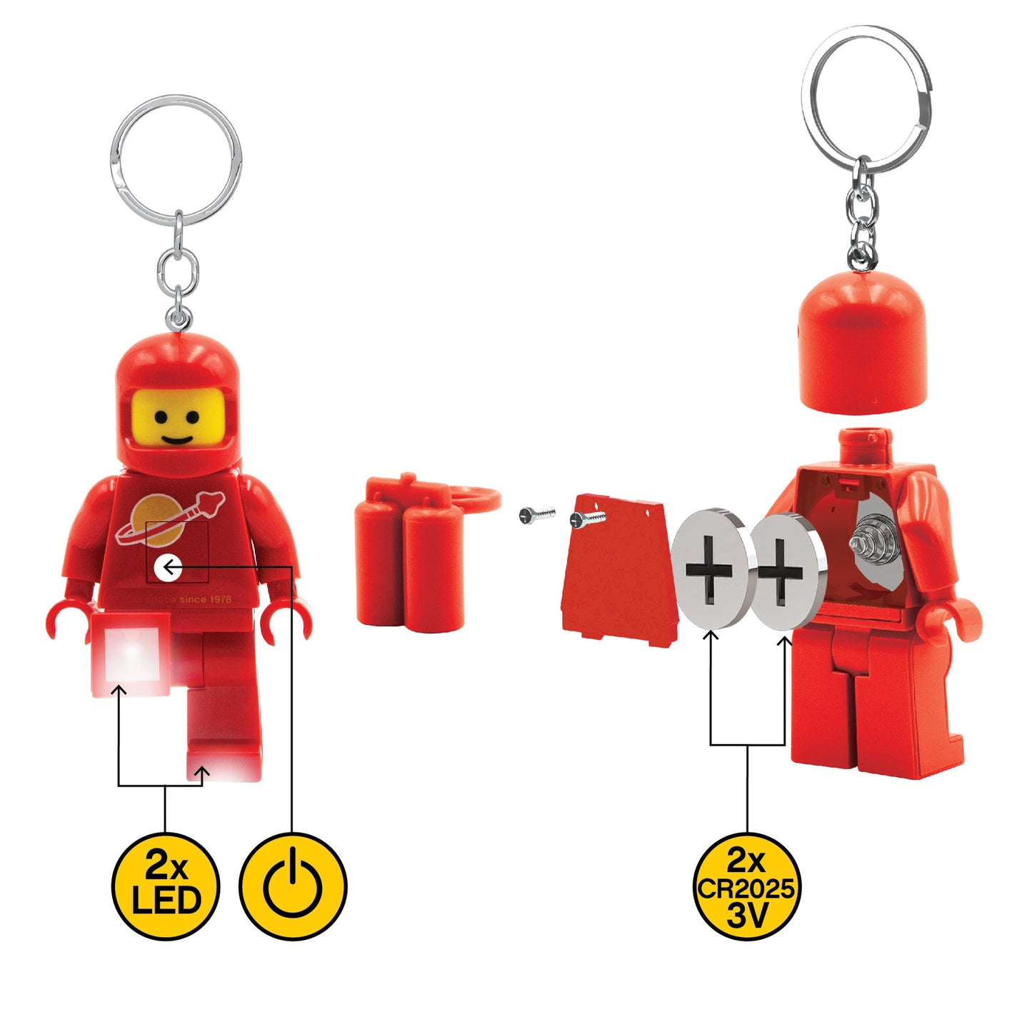 IQ LEGO® Iconic Spaceman Red LED luminous Key Chain (KE10HR)