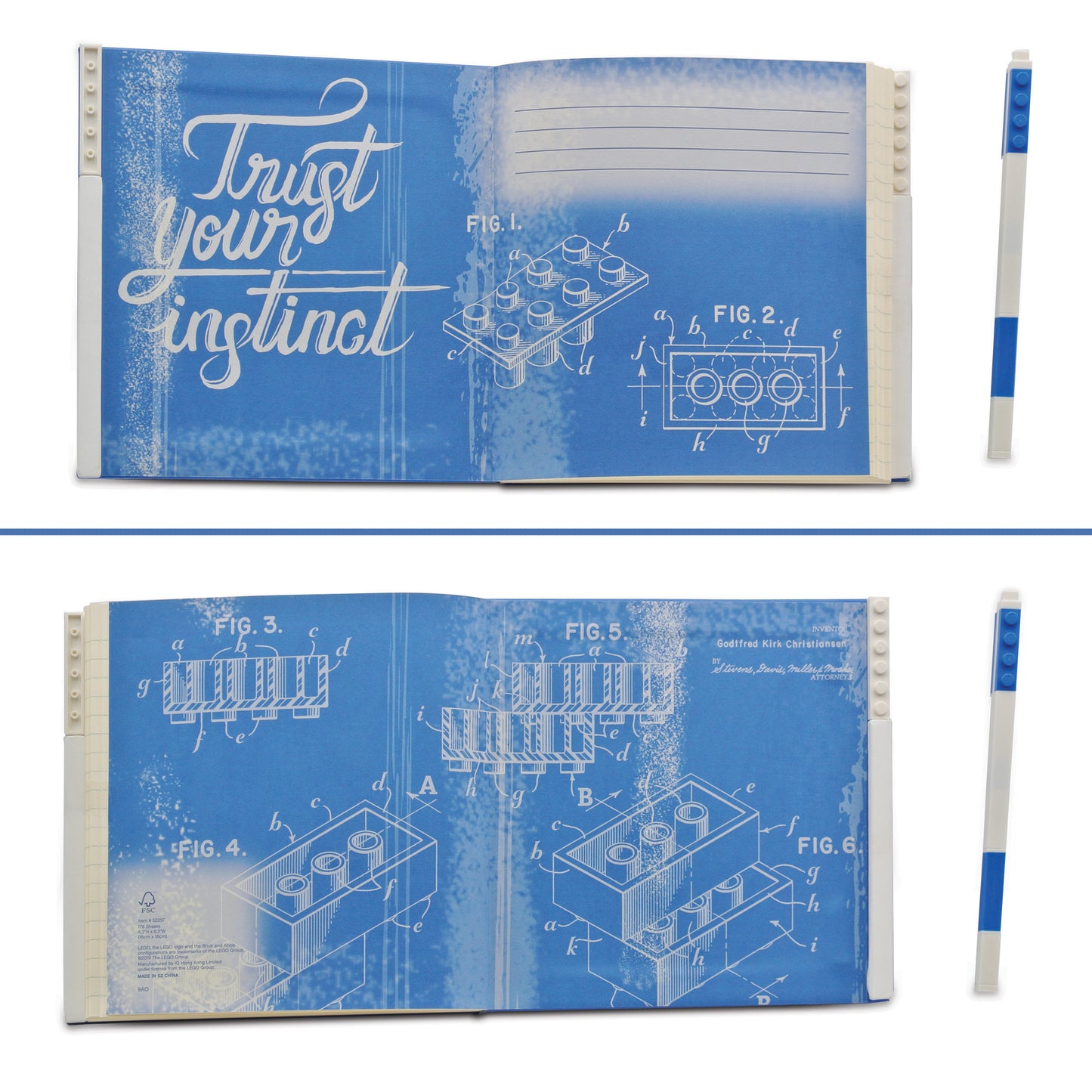 IQ LEGO® 2.0 Stationery Locking Notebook with Color-Matched Gel Pen - Blue (52257)