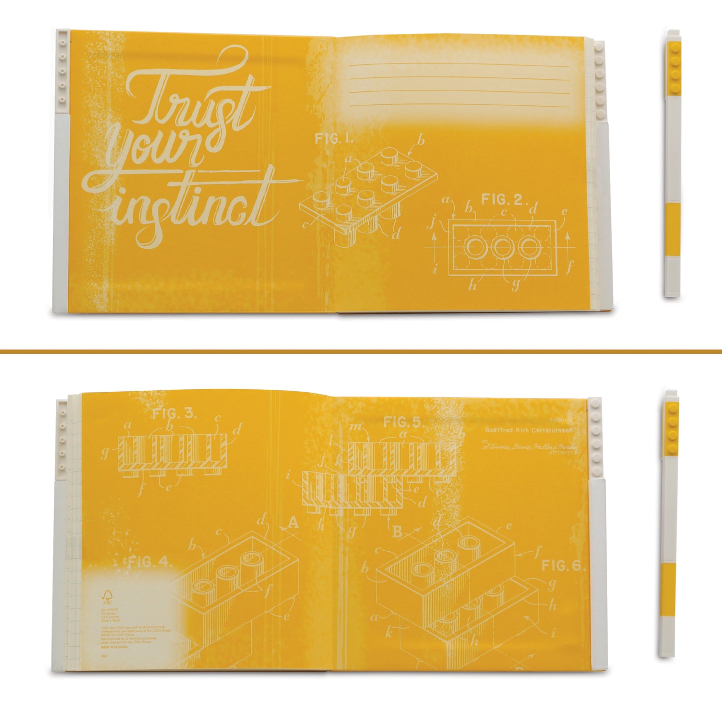IQ LEGO® 2.0 Stationery Locking Notebook with Color-Matched Gel Pen - Yellow (52441)