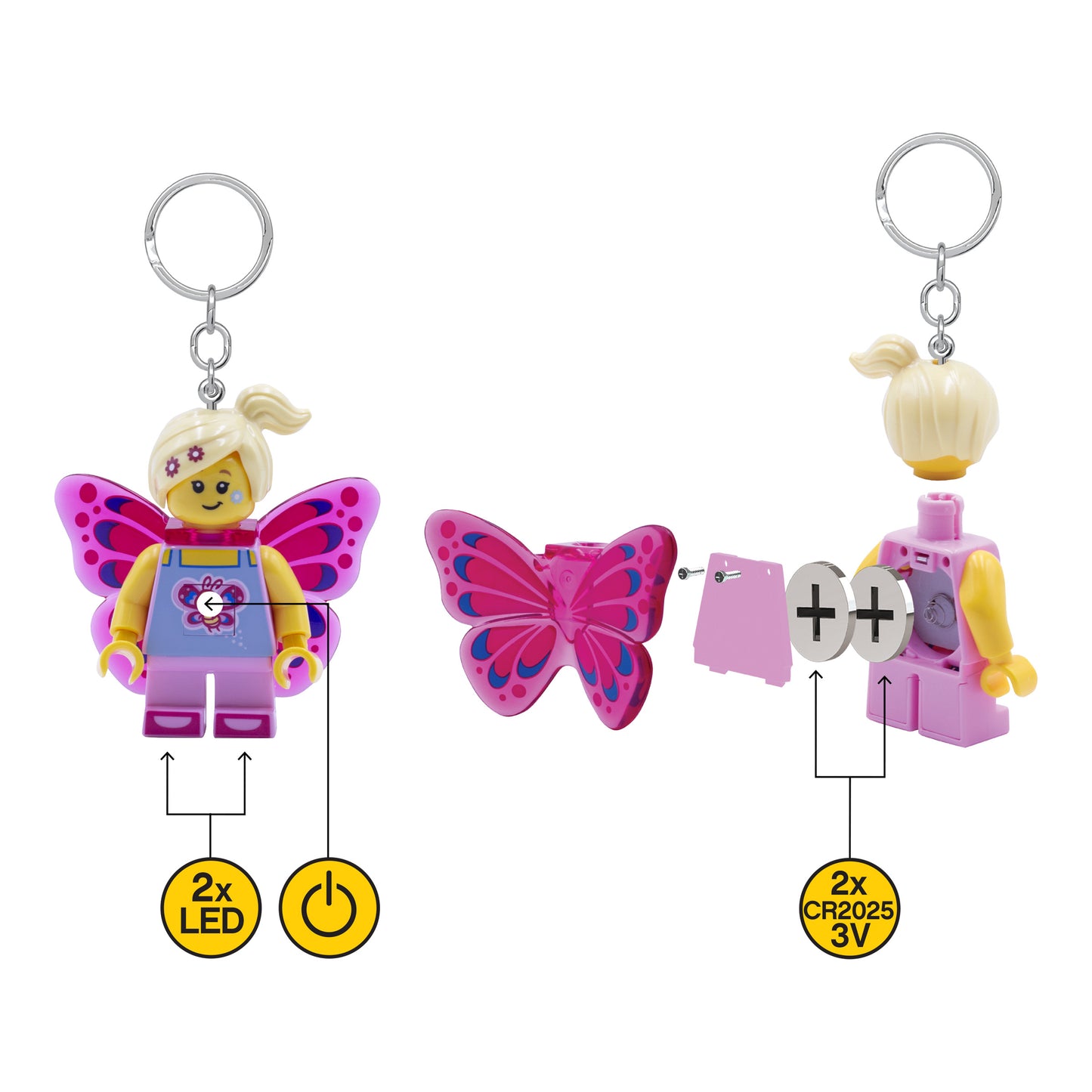 IQ LEGO® Iconic Butterfly Girl LED luminous Key Chain (KE171H)