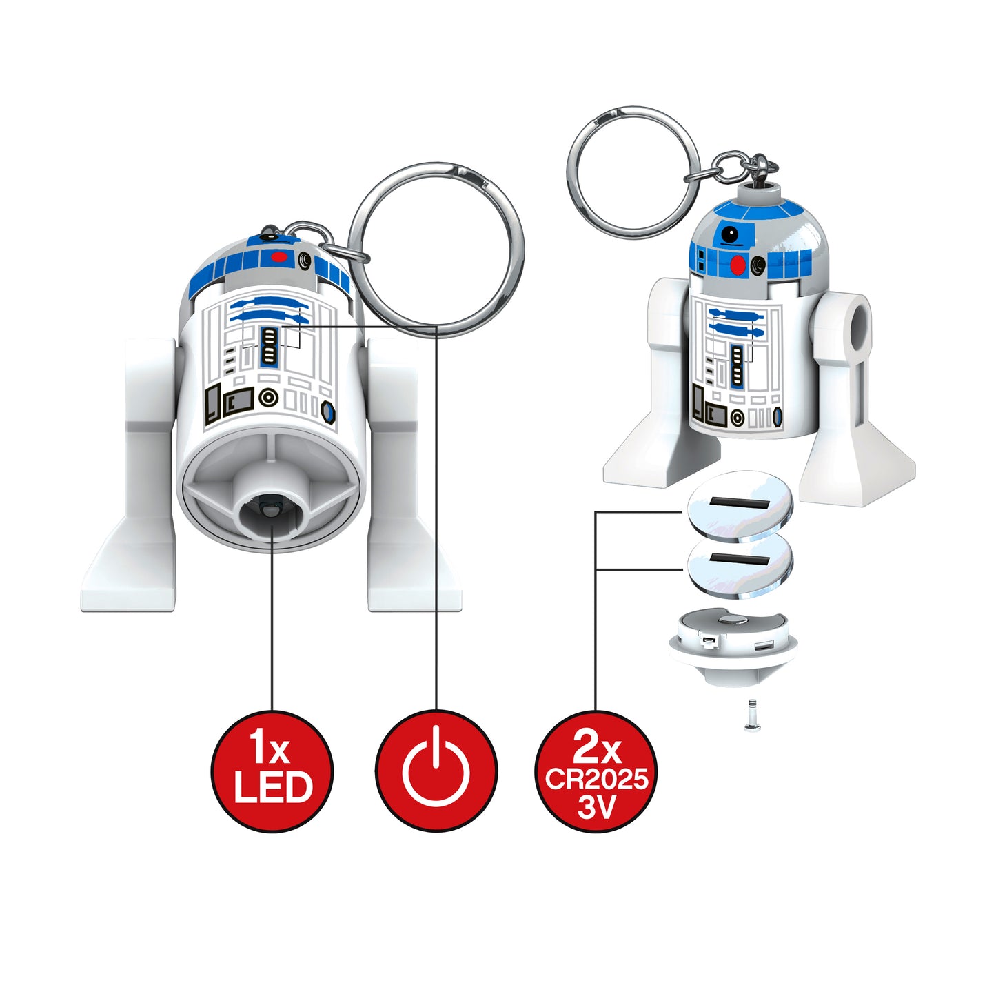 IQ LEGO® STAR WARS R2-D2 LED luminous Key Chain (KE21H)