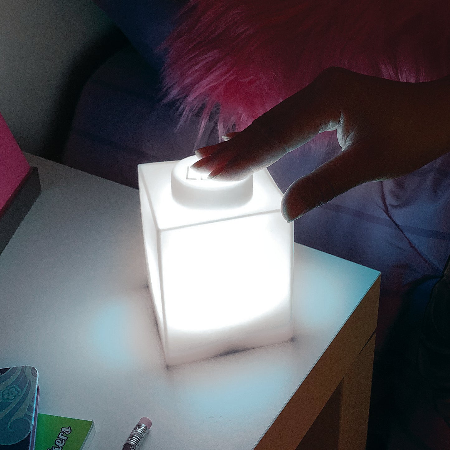 IQ 樂高 積木造型軟矽膠觸控變色燈 白色 (LP40)